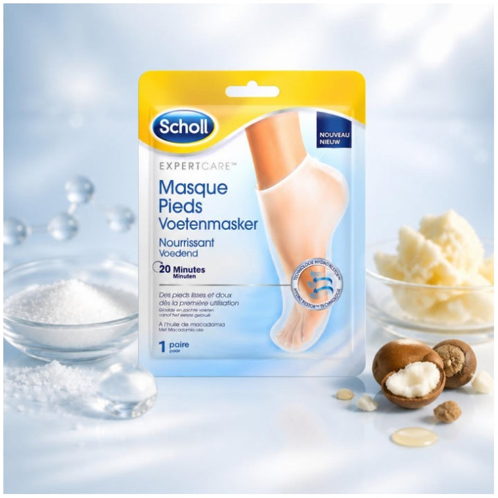 Scholl Foot Fabric Mask 1 Pair Nourishing à l'Huile de Macadamia 1 Paire