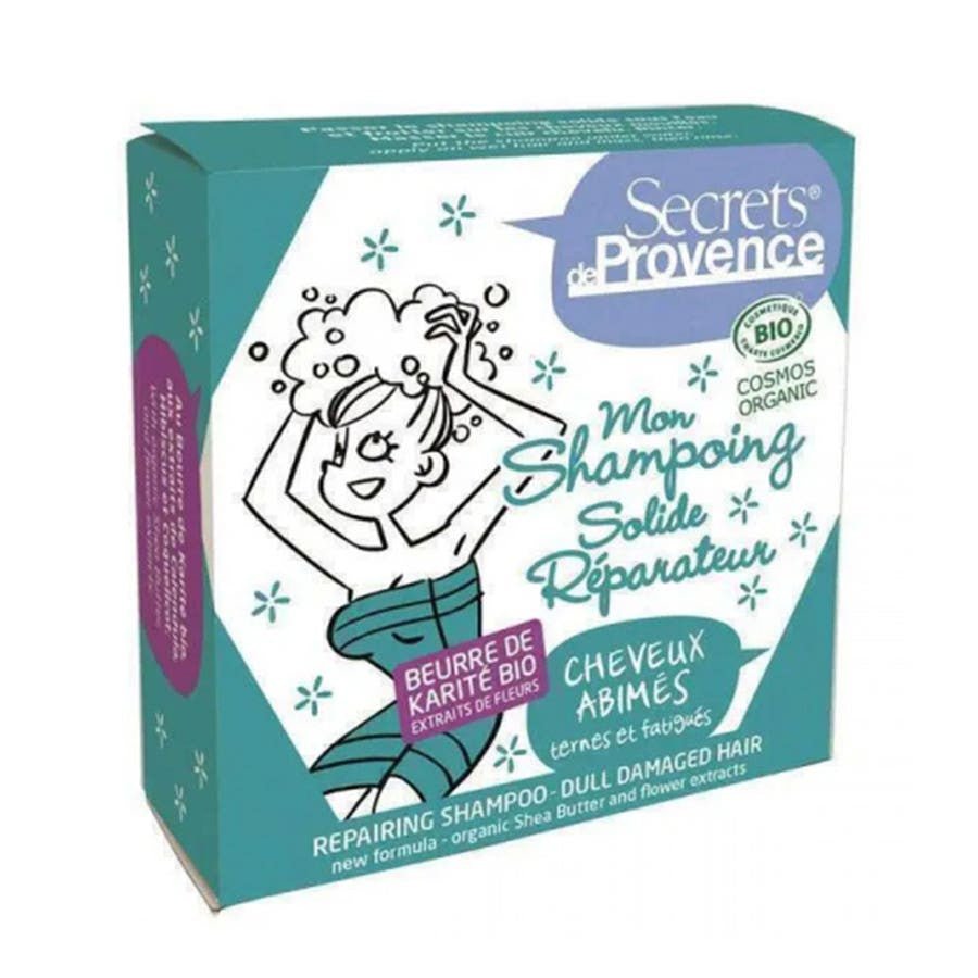 Secrets de Provence Repair Solid Shampoo for Damaged, Dull, and Tired Hair 85g (2.99 oz) - FrenchBeautyHub