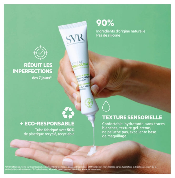 SVR Sebiaclear Active Gel 40ml (1.35 fl oz) with Gluconolactone 14% + Niacinamide 4%