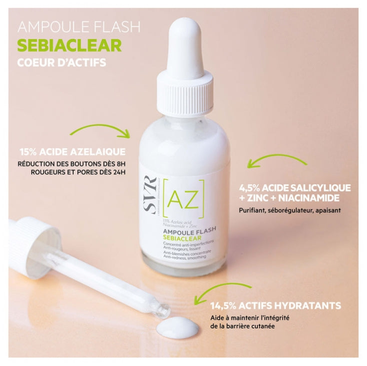 Svr Sebiaclear [AZ] Flash Ampoules anti blemishes, anti redness, smoothing 30ml (1.01fl oz)