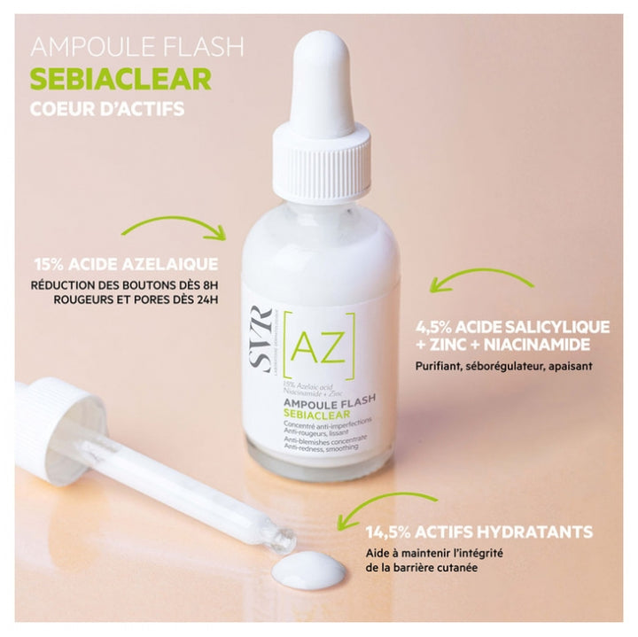 Svr Sebiaclear [AZ] Flash Ampoules anti blemishes, anti redness, smoothing 30ml (1.01fl oz)