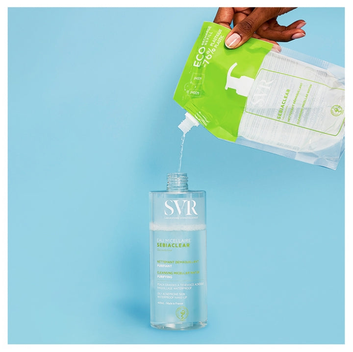 Svr Sebiaclear ماء ميسيلار عبوة إعادة تعبئة صديقة للبيئة 400ml