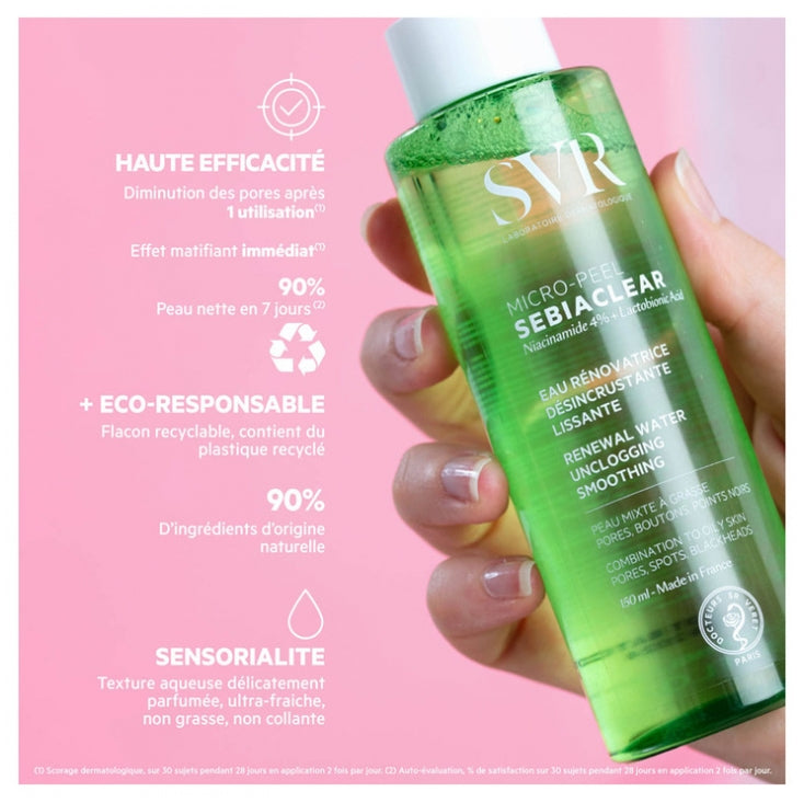 SVR Sebiaclear Micro-Peel ماء مجدد ومنعم 150ml