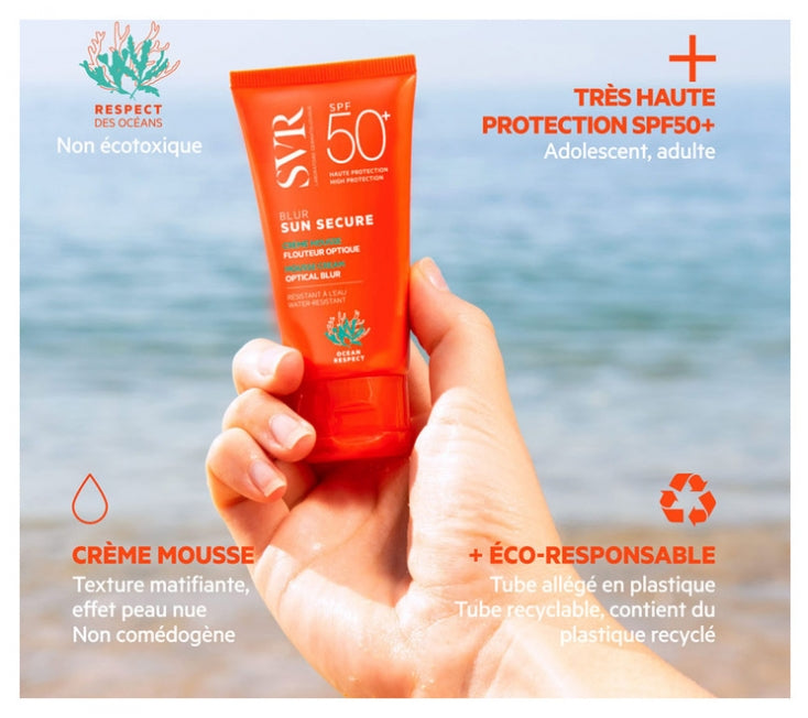 SVR Sun Secure Blur Crema facial SPF50+ para piel sensible 50ml