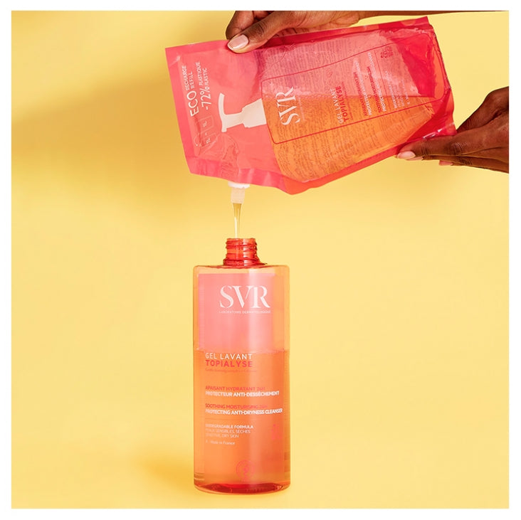 SVR Topialyse Éco-recharge gel lavant apaisant hydratant protection 24h anti-dessèchement 1L