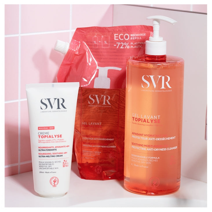SVR Topialyse Éco-recharge gel lavant apaisant hydratant protection 24h anti-dessèchement 1L