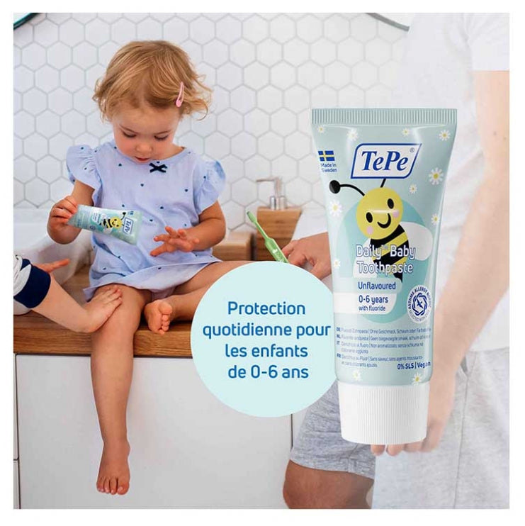 TePe Daily Toothpaste with Fluoride for babies 0–6 years, neutral flavour 50 ml (1.69fl oz)