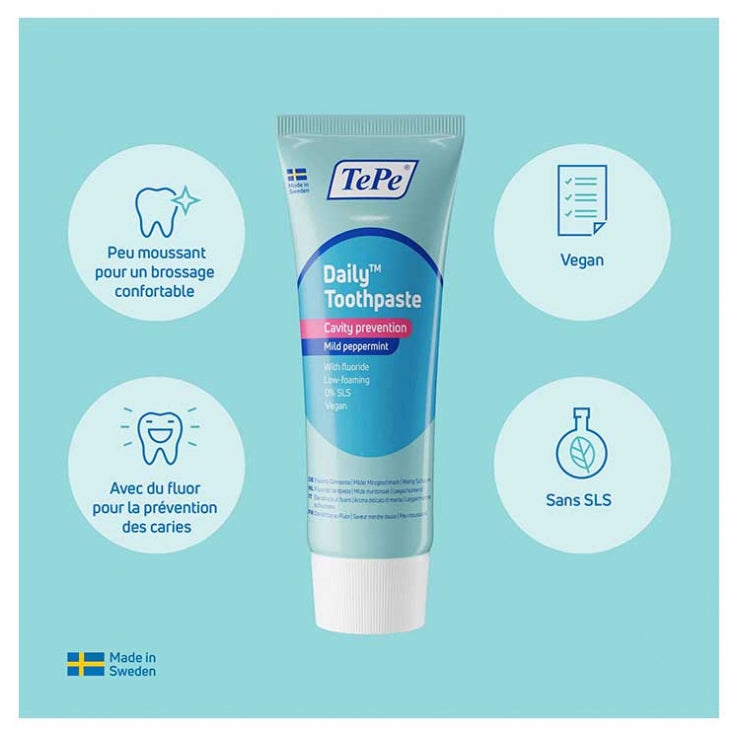 Tepe Daily Pasta dentífrica con flúor desde los 7 años sabor a menta 75ml