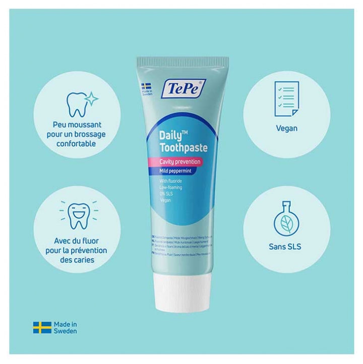 Tepe Daily Pasta dentífrica con flúor desde los 7 años sabor a menta 75ml