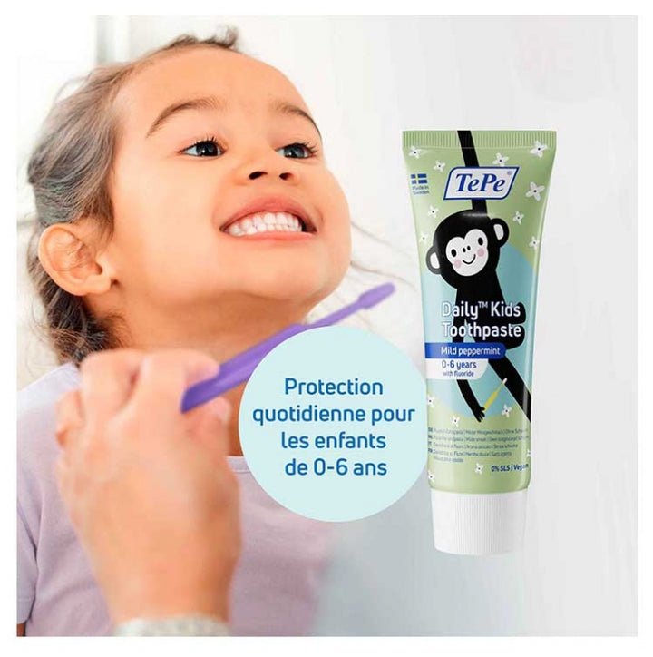 TePe Daily Dentifricio al fluoro al delicato gusto menta per bambini 0-6 anni 75 ml