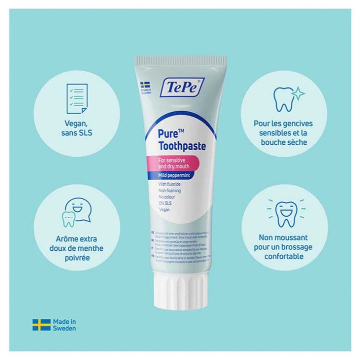 Tepe Pure Toothpaste With Fluoride Sweet Mint Flavour 75ml (2.53fl oz)
