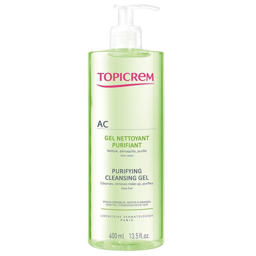 Topicrem AC Purifying Cleansing Gel for Combination to Oily Skin 400ml (13.52 fl oz) - FrenchBeautyHub