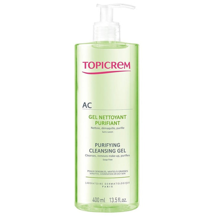 Topicrem AC Purifying Cleansing Gel for Combination to Oily Skin 400ml (13.52 fl oz) - FrenchBeautyHub