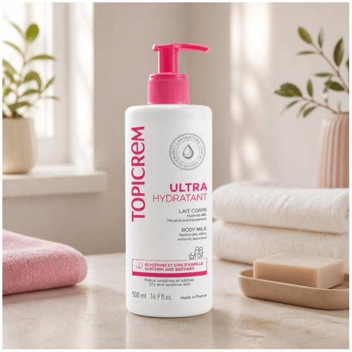 Topicrem Ultra-Hydrating Ultra Moisturizing Body Milk Peaux Sensibles Et Seches 500ml (16.91fl oz)