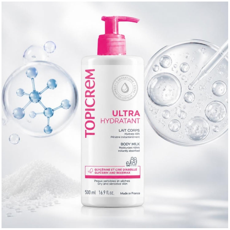 Topicrem Ultra-Hydrating Ultra Moisturizing Body Milk Peaux Sensibles Et Seches 500ml (16.91fl oz)