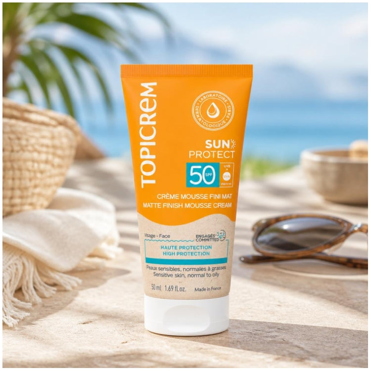 Topicrem Sun Protect كريم واقٍ من الشمس SPF50 بتركيبة رغوية ولمسة نهائية غير لامعة 50 ml