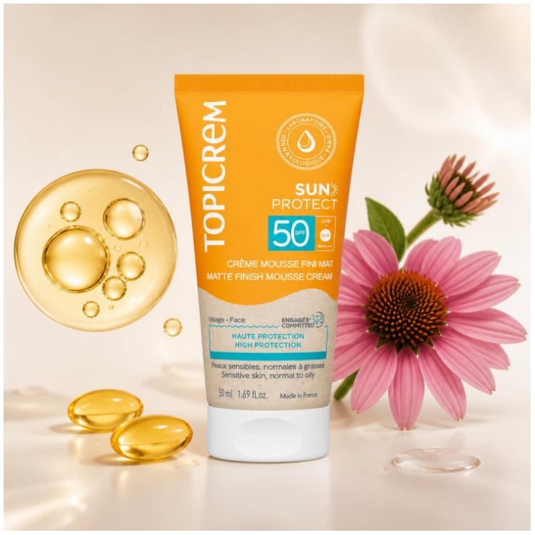 Topicrem Sun Protect كريم واقٍ من الشمس SPF50 بتركيبة رغوية ولمسة نهائية غير لامعة 50 ml