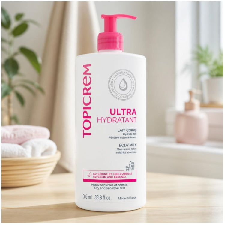 Topicrem Ultra-Hydrating Lait Corps Ultra-Hydratant Peaux Sensibles et Sèches 1L