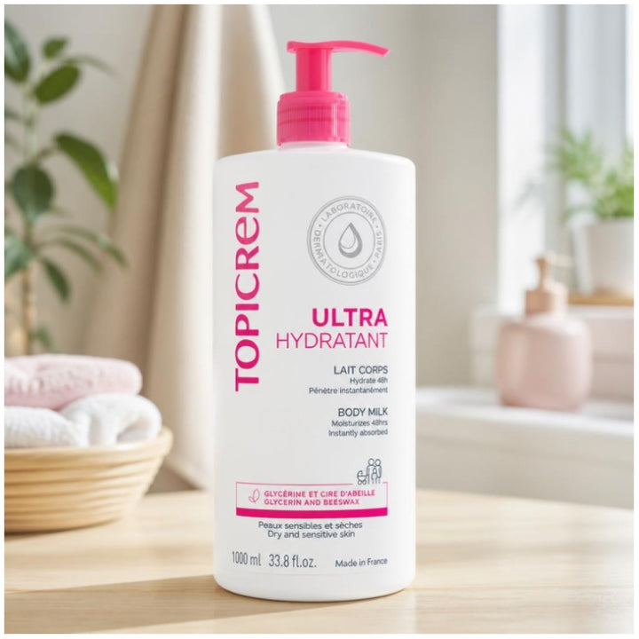 Topicrem Ultra-Hydrating Lait Corps Ultra-Hydratant Peaux Sensibles et Sèches 1L
