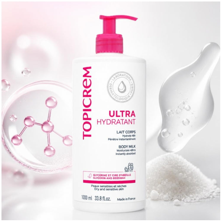 Topicrem Ultra-Hydrating Lait Corps Ultra-Hydratant Peaux Sensibles et Sèches 1L