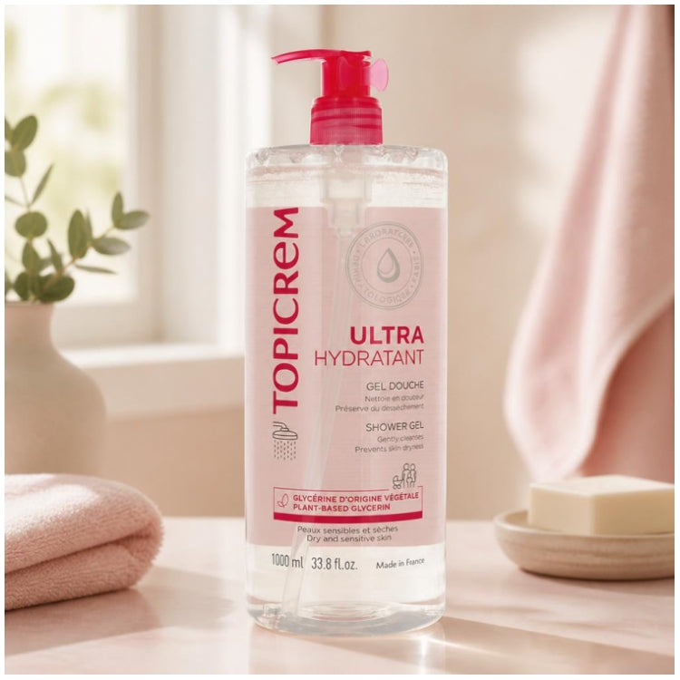 Topicrem Ultra-Hydrating Shower Gel for Sensitive Skin 1L (33.81 fl oz)