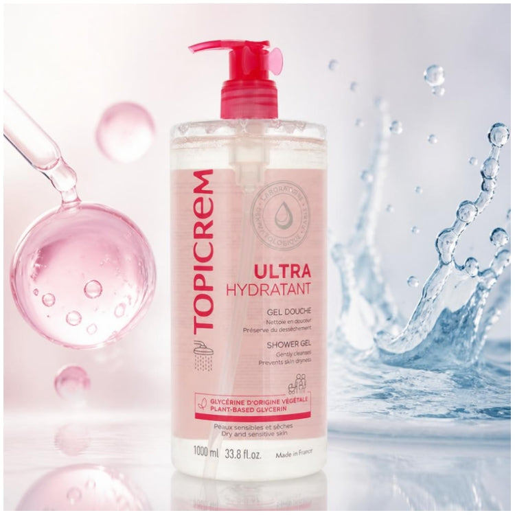 Topicrem Ultra-Hydrating Shower Gel for Sensitive Skin 1L (33.81 fl oz)