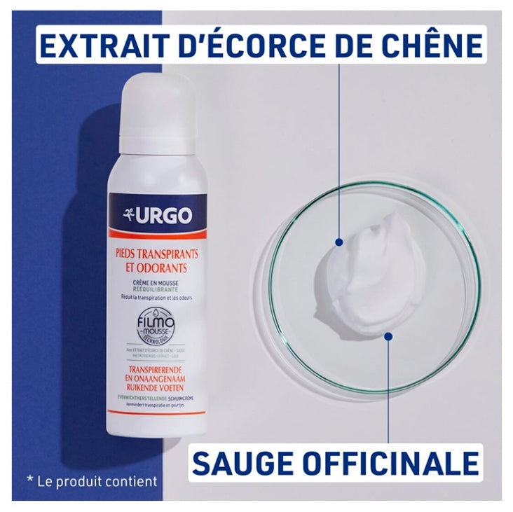 Urgo Balancing Foot Foam Cream for Sweaty and Odorous Feet 125 ml (4.23fl oz)