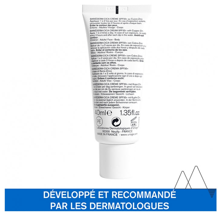 Uriage Bariéderm Crema Cica reparadora con Cu-Zn SPF50+ 40ml