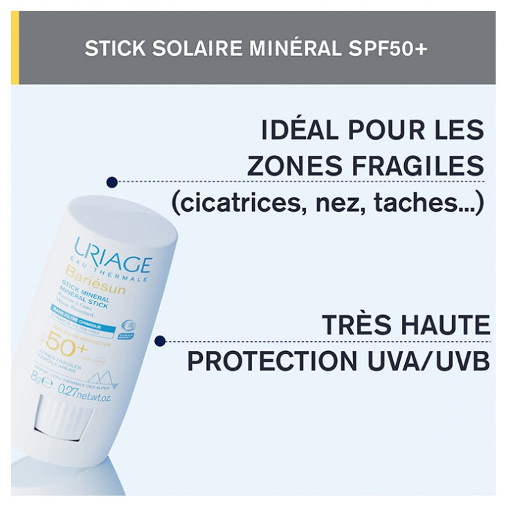 Uriage Bariésun SPF50+ Mineral Stick for Fragile Areas 8g (0.28oz)