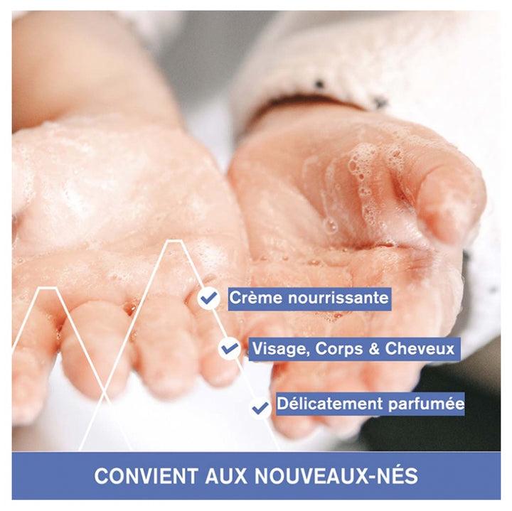 Uriage Bébé Crème moussante et nettoyante pour bébé visage corps et cuir chevelu 1L