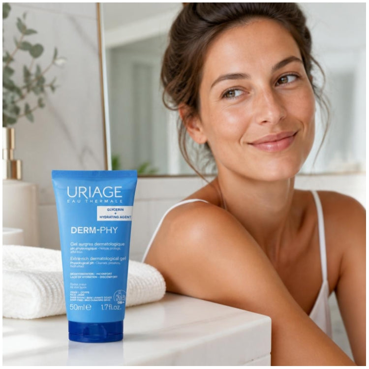 Uriage Derm-Phy Gel nettoyant dermatologique surgras visage et corps 50 ml