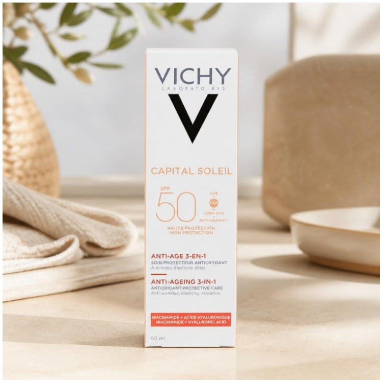 Vichy Capital Soleil Cuidado Antioxidante Antiedad 3 en 1 SPF50, 50ml