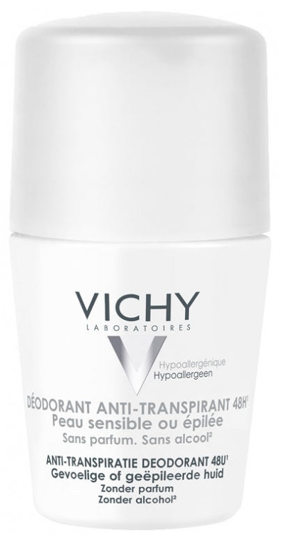 Vichy Anti-Perspirant مزيل عرق للبشرة الحساسة أو بعد إزالة الشعر حماية لمدة 48h 50ml
