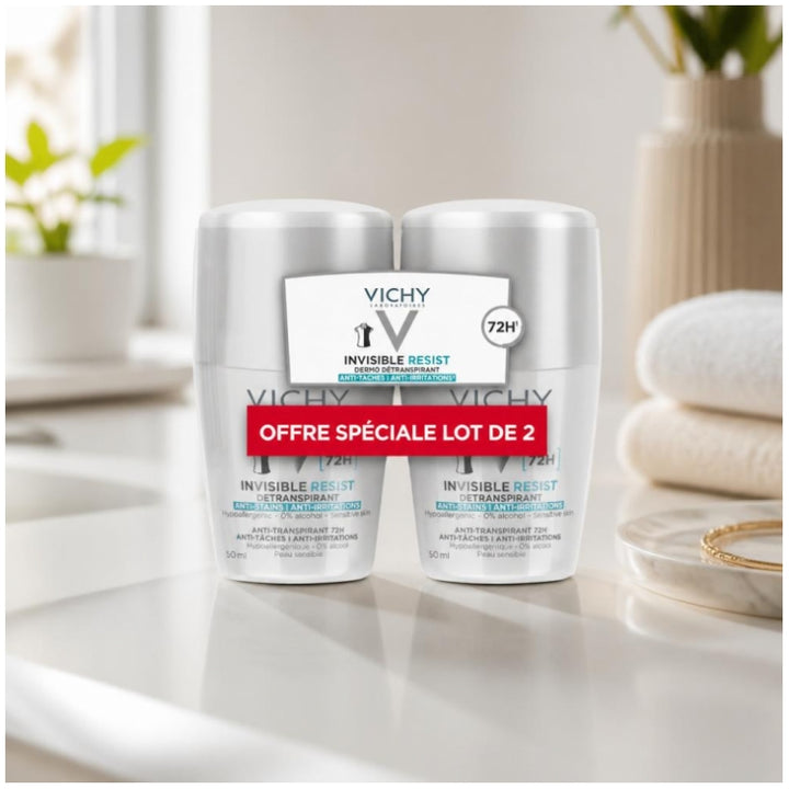 Vichy Deodorants Invisible Resist Détranspirant Anti Irritations 72h 2x50ml (1.69fl oz)
