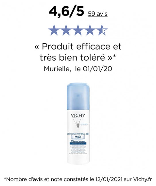 Vichy Deodorants Mineral-Deodorant 48h ohne Aluminiumsalze für empfindliche Haut 2x 250ml