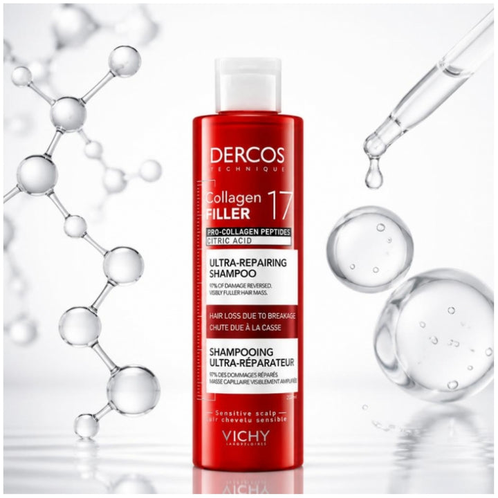 Vichy Dercos Collagen Filler 17 Fortifying Repair Shampoo Intensive 200ml (6.76 fl oz)