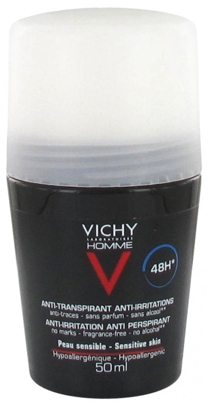 Vichy Homme Déodorant Anti-transpirant Roll-on Peaux Sensibles 48h