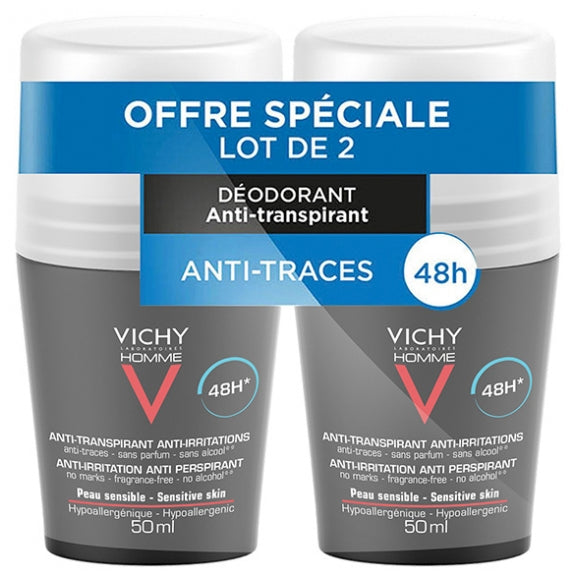 Vichy Homme Déodorant Anti-transpirant Roll-on Peaux Sensibles 48h