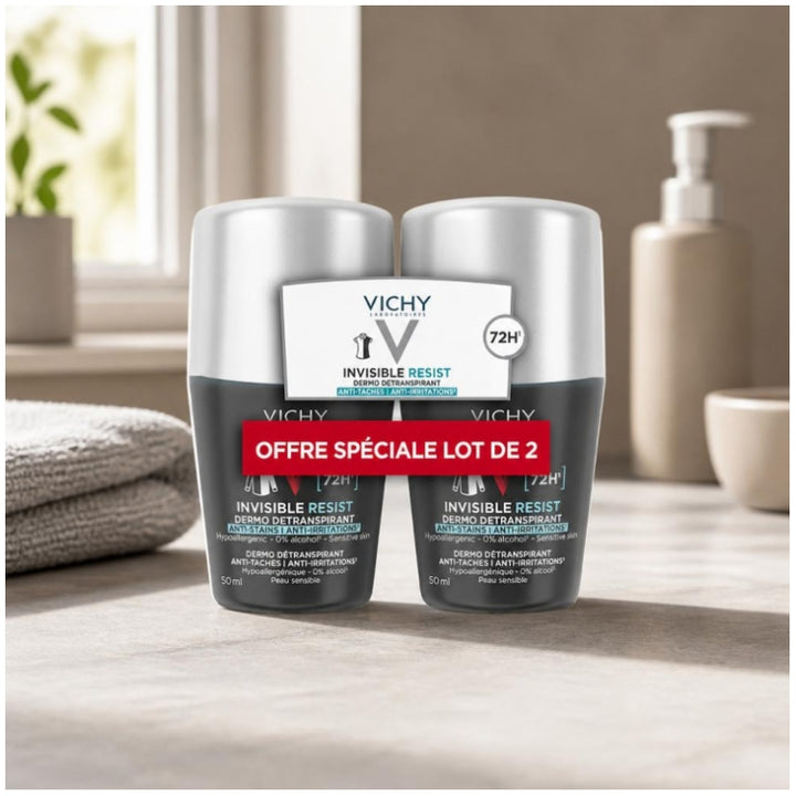 Vichy Man Anti-perspirant Roll On Deodorant 72h Sensitive Skin 50ml x2 (1.69fl oz x2)