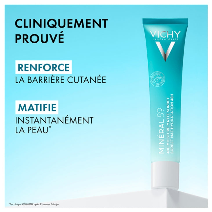 Vichy Mineral 89 Sorbet cream 48-hour hydration matte finish 40 ml (1.35fl oz)