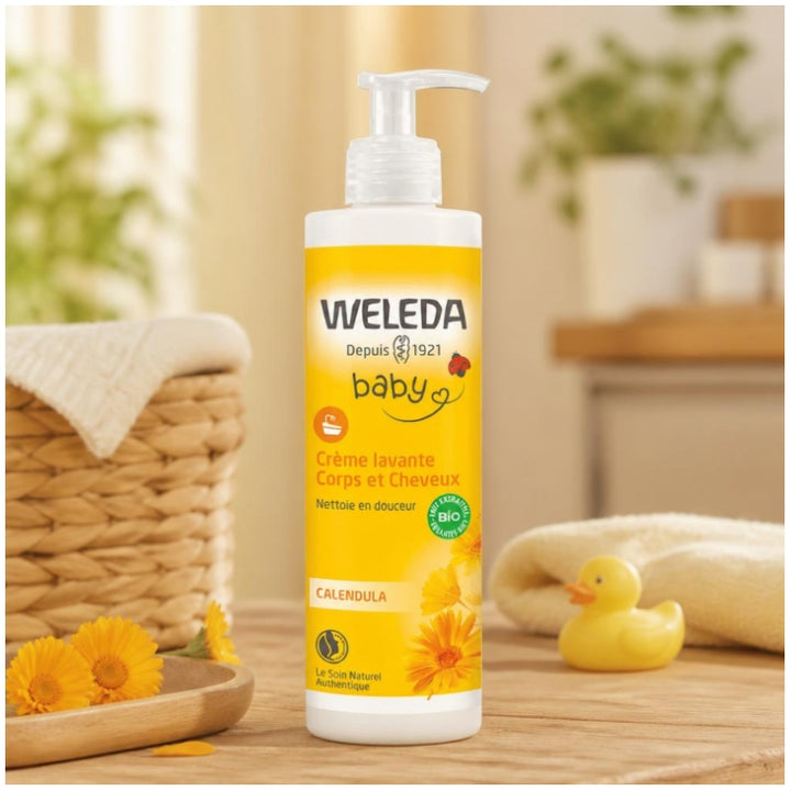 Weleda Calendula Crema limpiadora corporal y capilar para bebés y niños 400ml