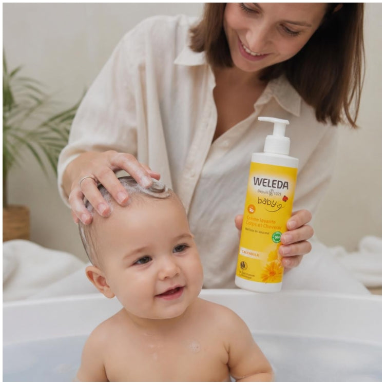 Weleda Calendula Crema limpiadora corporal y capilar para bebés y niños 400ml