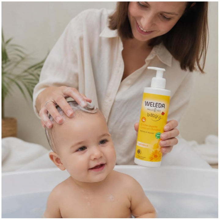 Weleda Calendula Crema limpiadora corporal y capilar para bebés y niños 400ml