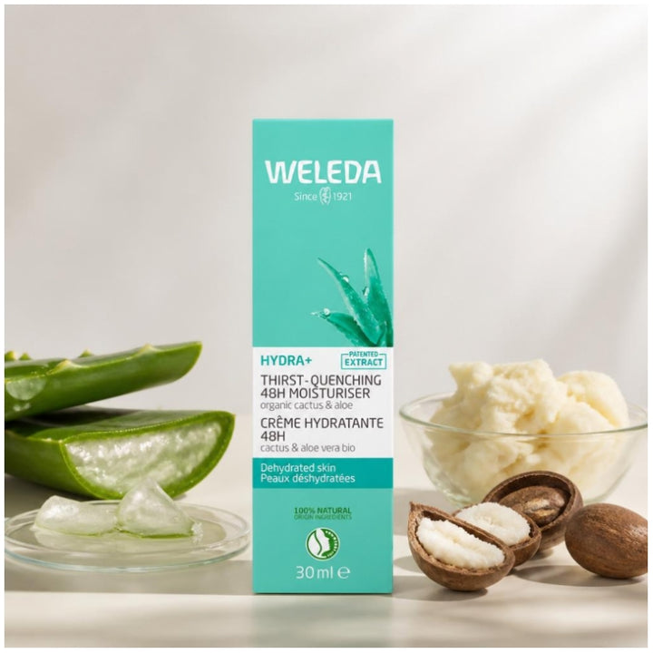 Weleda Hydra+ Crème hydratante 48h Cactus & Aloe Vera Peaux déshydratées 30ml (1.01fl oz)