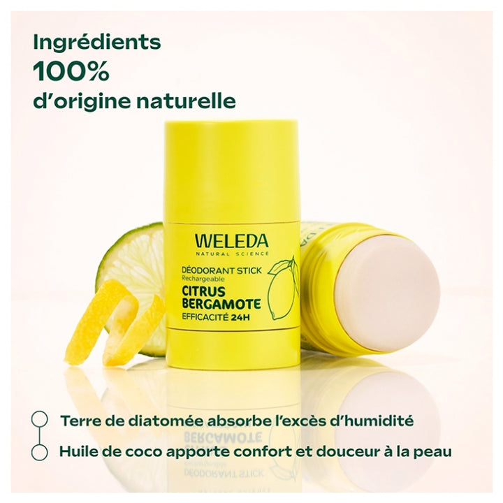 Weleda مزيل عرق ستيك قابل لإعادة التعبئة برائحة الحمضيات والبرغموت 50 g
