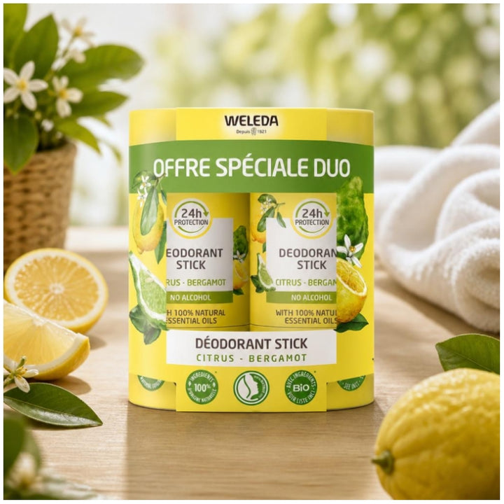 Weleda Deodorants مزيل عرق ستيك 24h حمضيات وبرغموت 2x50g