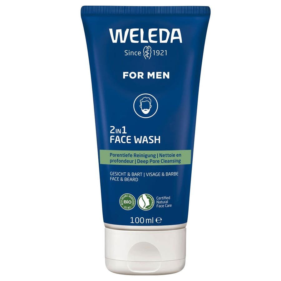 Weleda For Men 2in1 cleansing gel for face and beard 100ml (3.38fl oz) - FrenchBeautyHub