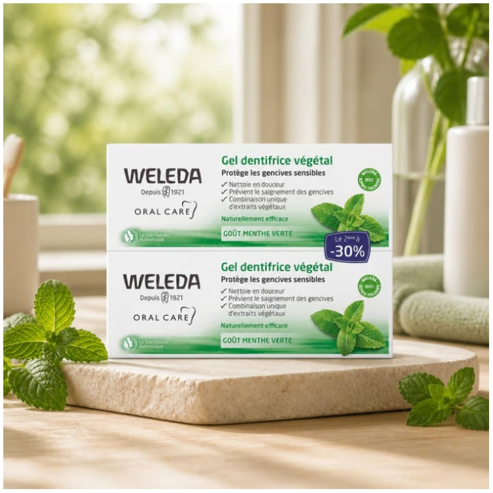 Weleda Plant معجون أسنان جل بنكهة النعناع الأخضر 75ml x2