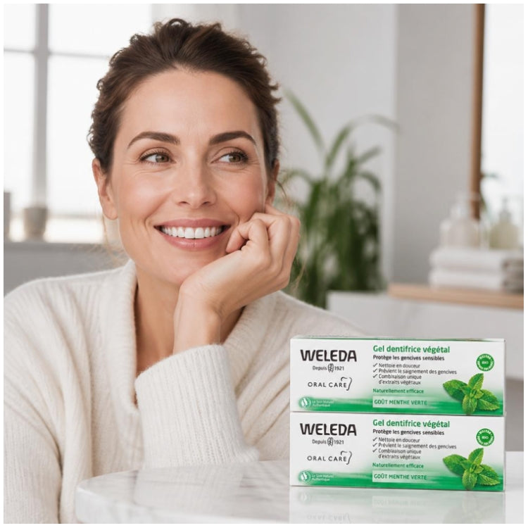 Weleda Plant معجون أسنان جل بنكهة النعناع الأخضر 75ml x2