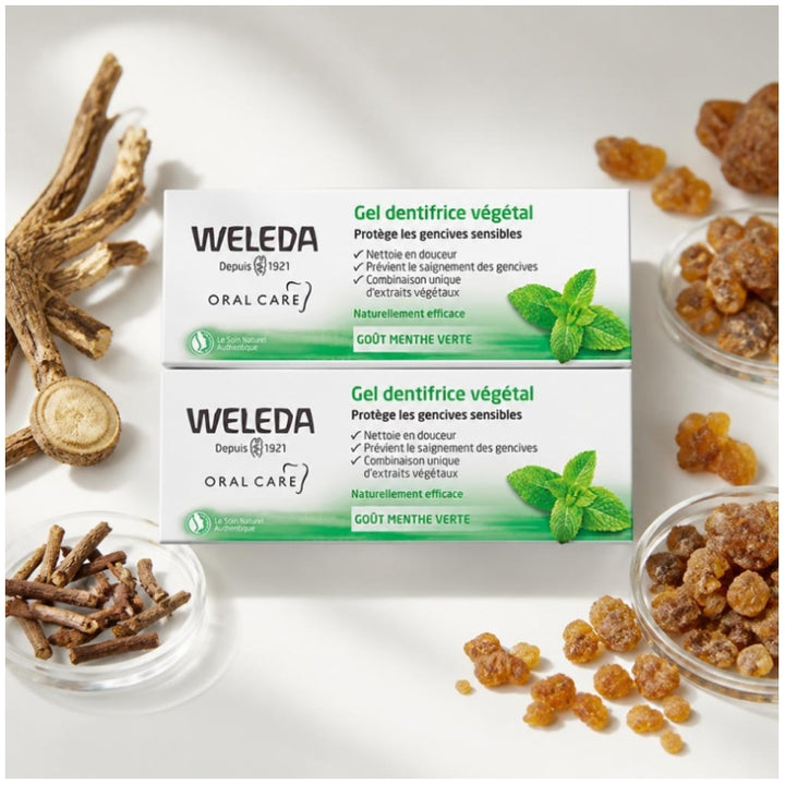 Weleda Plant معجون أسنان جل بنكهة النعناع الأخضر 75ml x2